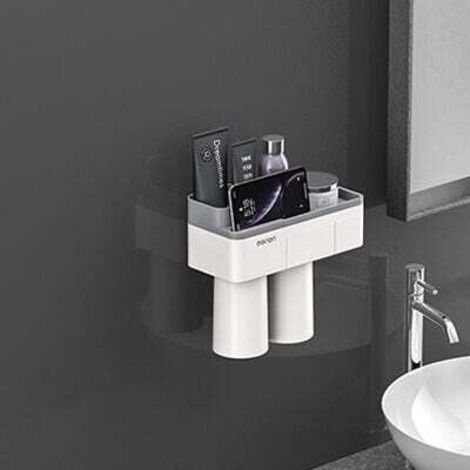 Estante de baño Ulisem Betterlife, soporte de pared para baño, sin perforaciones, caja de almacenamiento para 2 tazas con soporte de ventosa magnética