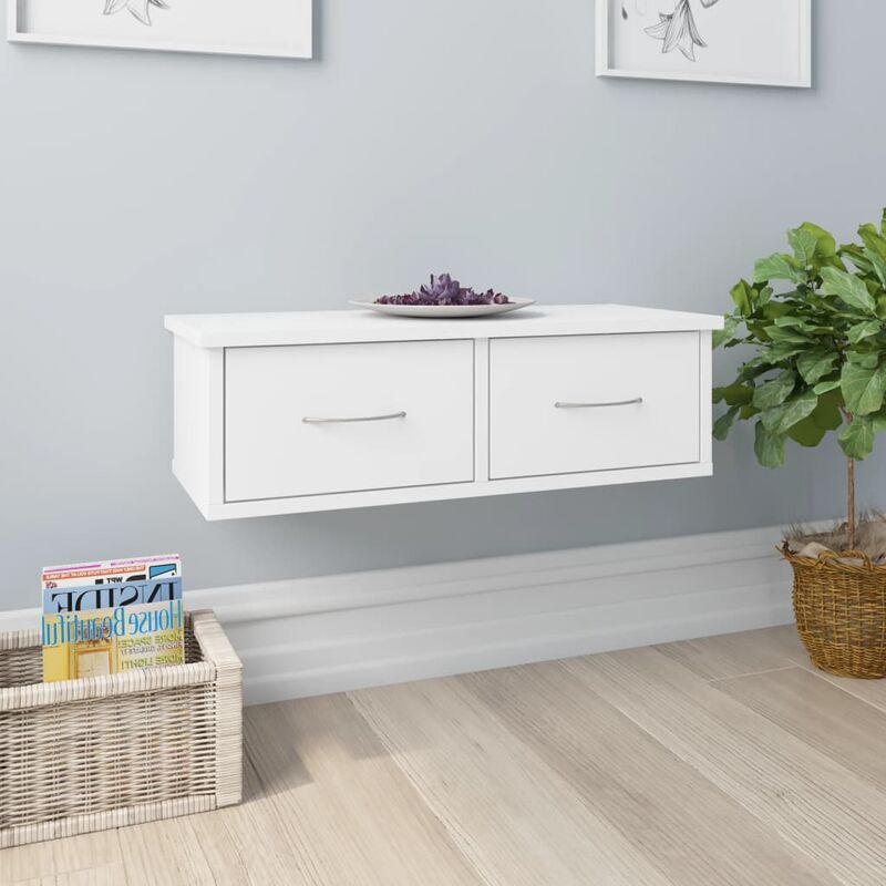 

Estante de cajones para pared aglomerado blanco 60x26x18,5 cm