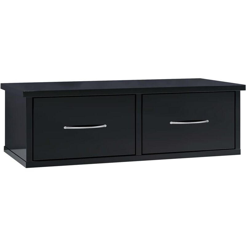 

vidaXL Estante de Cajones Pared Aglomerado 60x26x18,5 cm Negro Brillo - Negro
