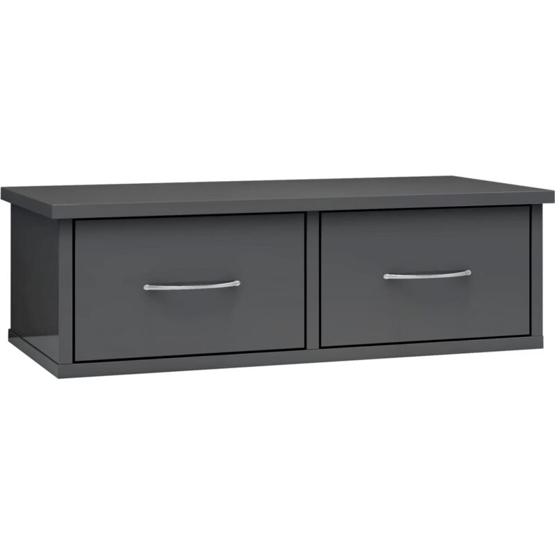 

vidaXL Estante de Cajones Pared Aglomerado 60x26x18,5 cm Gris Brillo - Gris