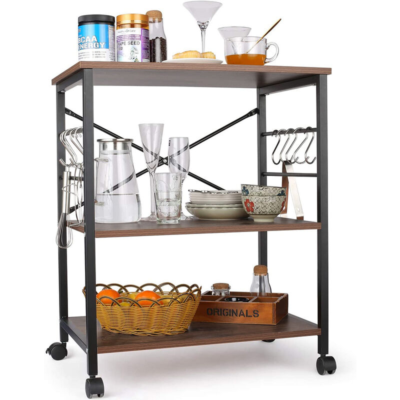 

Skecten - Estante de cocina, carrito de servicio con 3 estantes, 61 x 41 x 75,5 cm - Gray