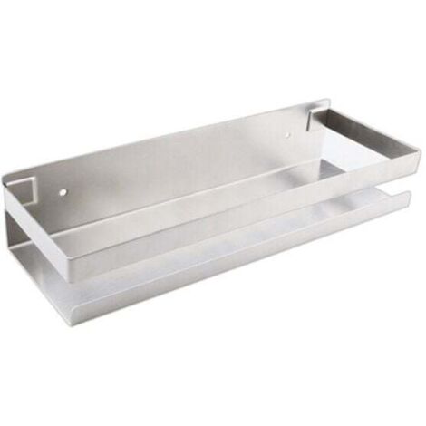 Estante de cocina de acero inoxidable sin perforación de 20 cm, color plateado, universal para baño y cocina.