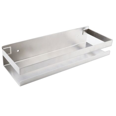 Estante de cocina de acero inoxidable sin perforación de 30 cm, color plateado, universal para baño y cocina.