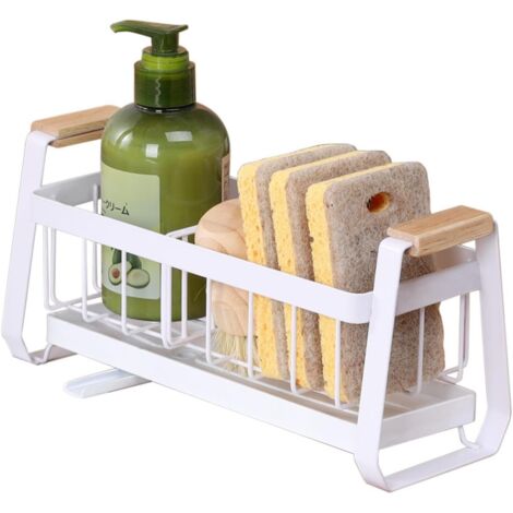 Estante de cocina, estante para fregadero, escurridor, cesta de drenaje, encimera, lateral del grifo, esponja multiusos, almacenamiento de detergente