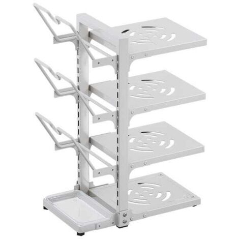 Estante de cocina, estante para ollas de varios niveles, caja de almacenamiento de utensilios de cocina de 4 niveles, blanco, 3722,653 cm