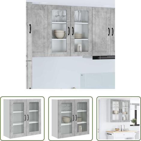 Estante de cocina -  Mueble de Cocina con estante Gris Concreto 80 x 31 x 80 cm
