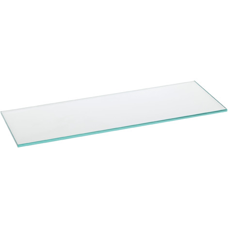 Estante de cristal templado rectangular, con estilo decorativo, acabado en cristal transparente y 150 mm de profundidad.