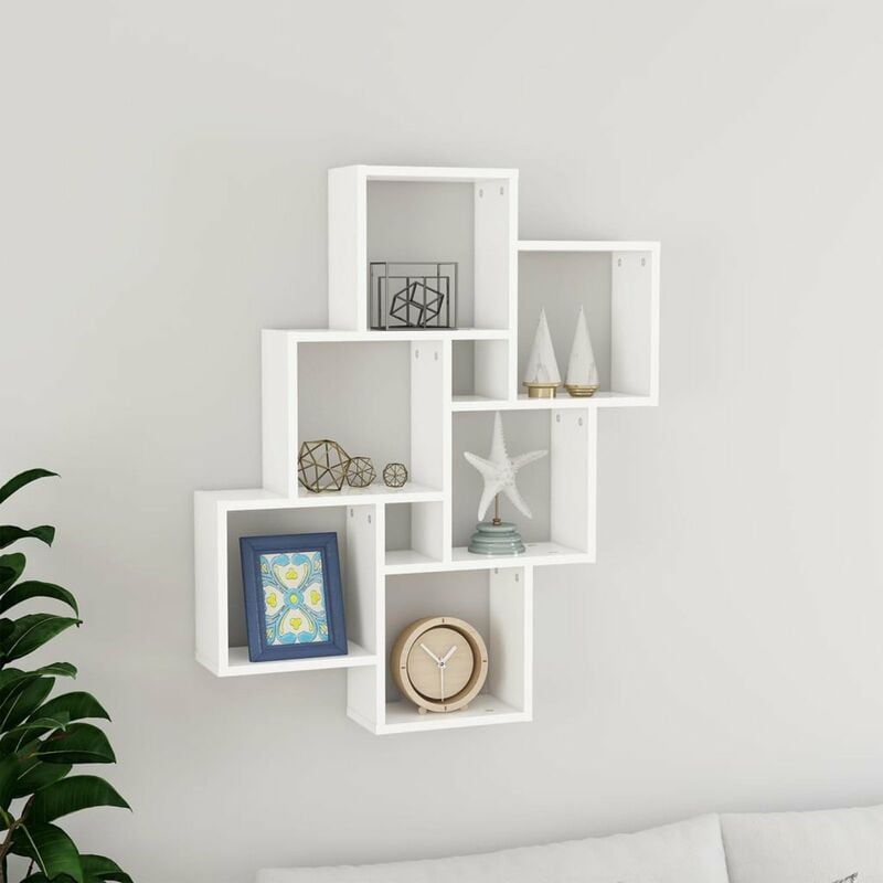 

Estante de cubo de pared aglomerado blanco 78x15x93cm