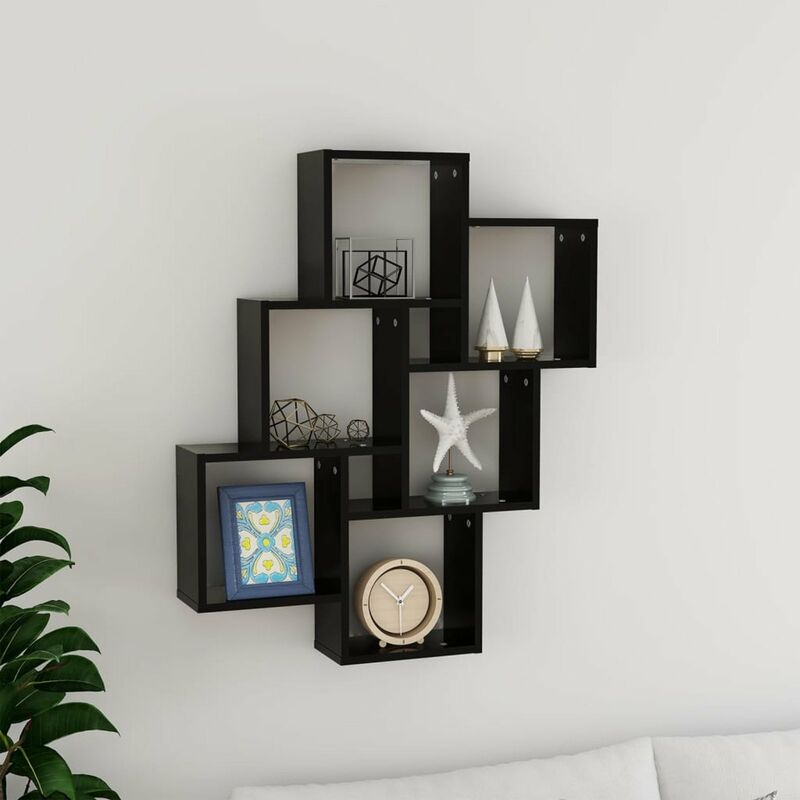 

Estante de cubo de pared aglomerado negro 78x15x93cm