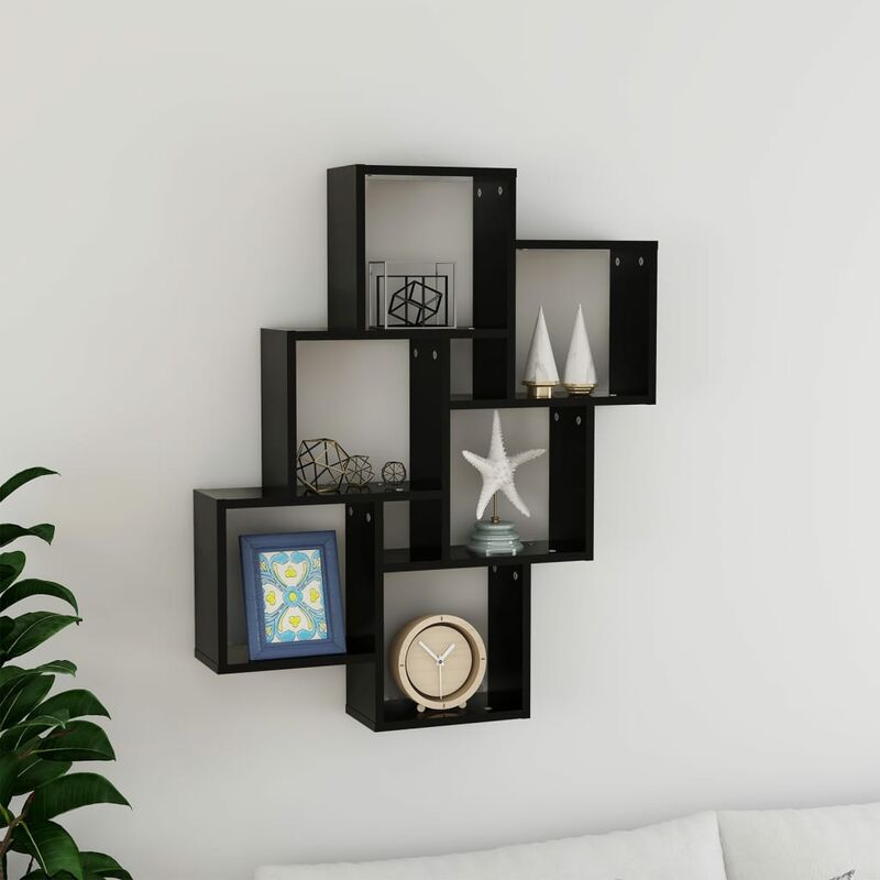 

Estante de cubo de pared aglomerado negro 78x15x93cm