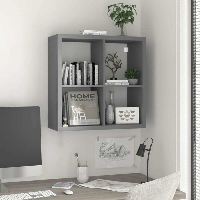 

Estante de cubo de pared gris MDF 69,5x29,5x69,5 cm