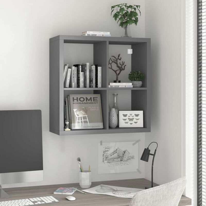 

Youthup - Estante de cubo de pared gris MDF 69,5x29,5x69,5 cm - Gris