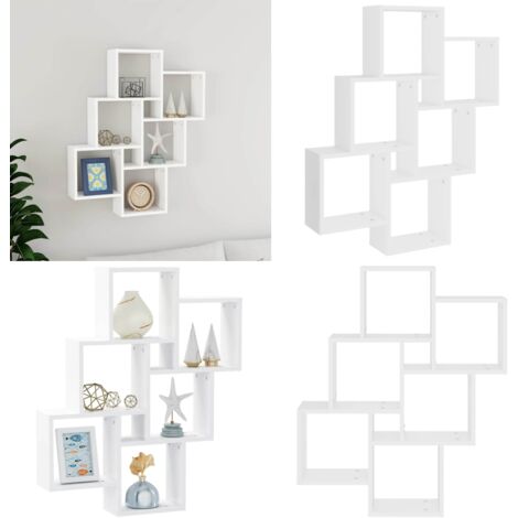 Estante de cubo de pared madera contrachapada blanco 78x15x93cm - Estante de madera - Estante de almacenamiento