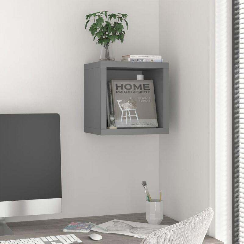 

Estante de cubo de pared MDF gris 37x29,5x37 cm