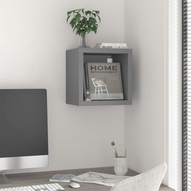 

Estante de cubo de pared MDF gris 37x29,5x37 cm - Gris