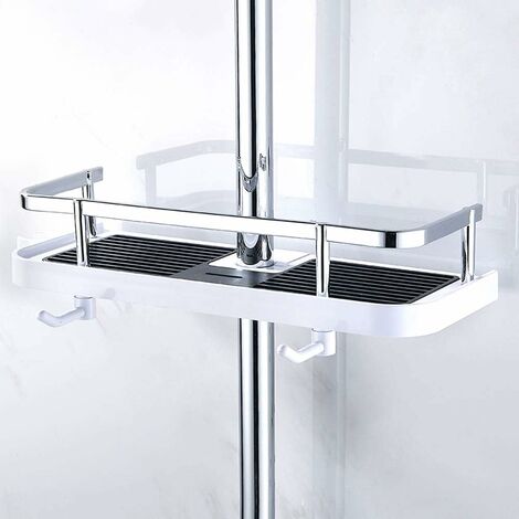 AMC Funiture estante de ducha de aluminio Cesta de ducha de acero inoxidable para montaje en la pared estante de baño negro sin barra colgante, 30 cm organizador de ducha con estante de ducha 