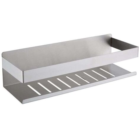 Estante de ducha autoadhesivo de 30 cm, estante de baño sin taladrar, estante de ducha autoadhesivo de acero inoxidable SUS304, plata mate