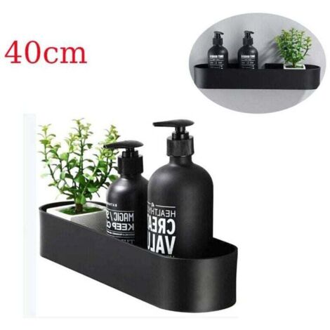 Estante de ducha autoadhesivo de 40 cm, sin taladrar, de acero inoxidable, color negro