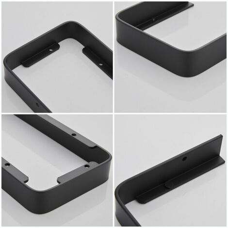 Estante de ducha autoadhesivo de pared en aluminio y cristal templado, 30 cm, negro - Almacenamiento para baño sin taladrar, capacidad de carga de 10 kg