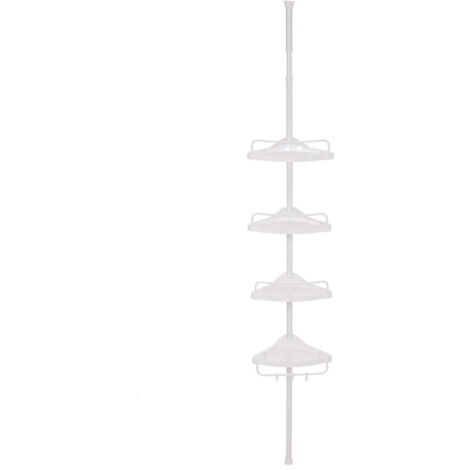 Estante de ducha de baño 85-305 cm con tubos telescópicos y 4 estantes blanco 120003791