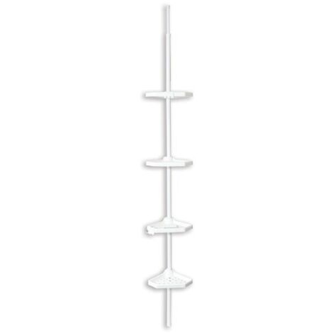 Estante de ducha de esquina autoportante 135-260cm Blanco telescópico - Sin taladrar - 4 estantes MSV