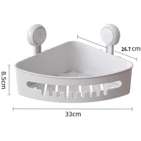 Estante de ducha de esquina con ventosas (2 unidades), cesta de plástico para champú de pared, ideal para cocina y baño.