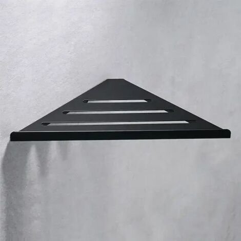 Estante de ducha de esquina, estantes estables, cestas triangulares, negro/cepillado A-negro