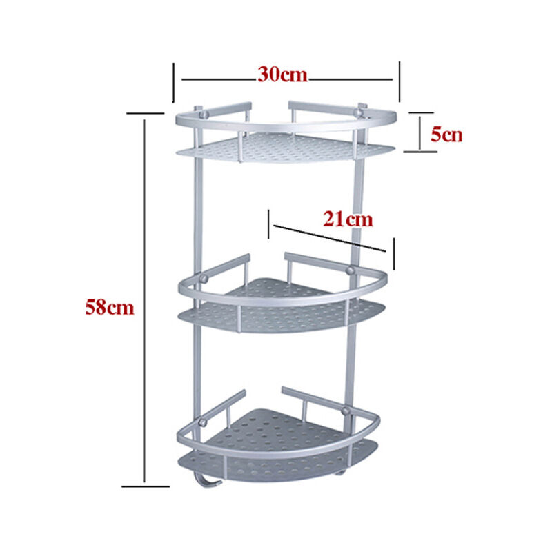 

Estante de ducha de esquina triangular de aluminio de tres capas