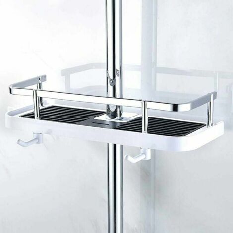 Estante de ducha de pared ajustable, cesta de almacenamiento de cocina de baño fijada en tubo, plato de ducha de metal antioxidante, práctico soporte de pared práctico 30x12x6 cm -