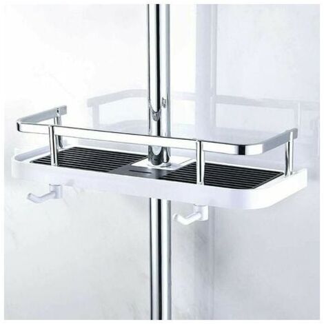 Estante de ducha de pared ajustable, cesta de almacenamiento para baño y cocina, se fija a la tubería, práctico montaje en pared, práctico, 30 x 12 x 6 cm