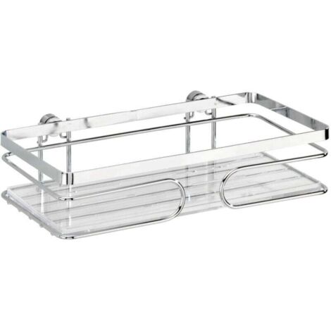Estante de ducha de pared premium, cesta de ducha de pared, tornillos y tacos incluidos, acero inoxidable, 24 x 6,5 x 13,5 cm, plata brillante