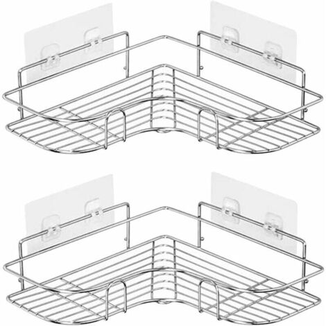 Estante de ducha esquinero Ulisem de acero inoxidable 304 (paquete de 2), con adhesivo para pared, organizador para baño, dormitorio y cocina [plateado]
