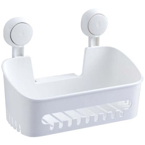 Estante de ducha KZQ con ventosa, cesta extraíble sin perforar para baño y cocina, cesta para champú, acondicionador y jabón - Blanco