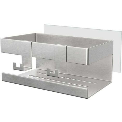 Estante de ducha sin taladrar, estante de ducha autoadhesivo para baño, soporte para jabón, soporte para ducha, almacenamiento de ducha de acero inoxidable, accesorio de ducha con 2 ganchos, cesta de 
