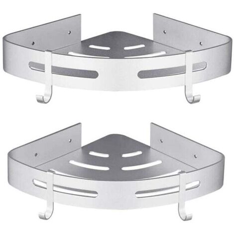 Estante de ducha triangular de 2 niveles en plata, accesorio de cocina sin taladrar, soporte de ducha resistente a la oxidación para colgar