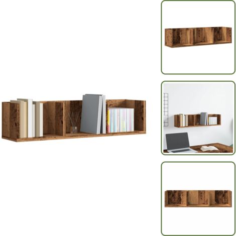 Estante de DVD - vidaXL Estante de pared de CD madera ingeniería envejecida 75x18x18 cm - Estante de almacenamiento