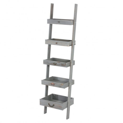 Estante de escalera macetero vintage gris 169x43x32cm ETA04012