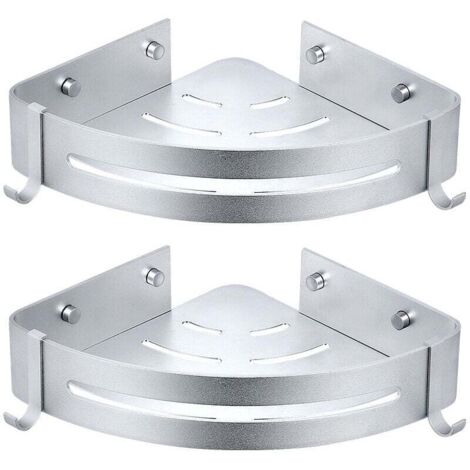 Estante de esquina de 2 piezas para la ducha, estante de baño sin taladrar, cesta de ducha, organizador de champú de aluminio para montaje en pared (triángulo)