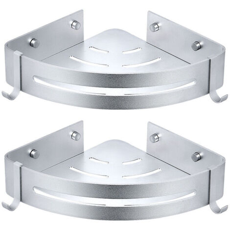 Estante de esquina de 2 piezas para la ducha, estante de baño sin taladrar, cesta de ducha, organizador de champú de aluminio para montaje en pared (triángulo)
