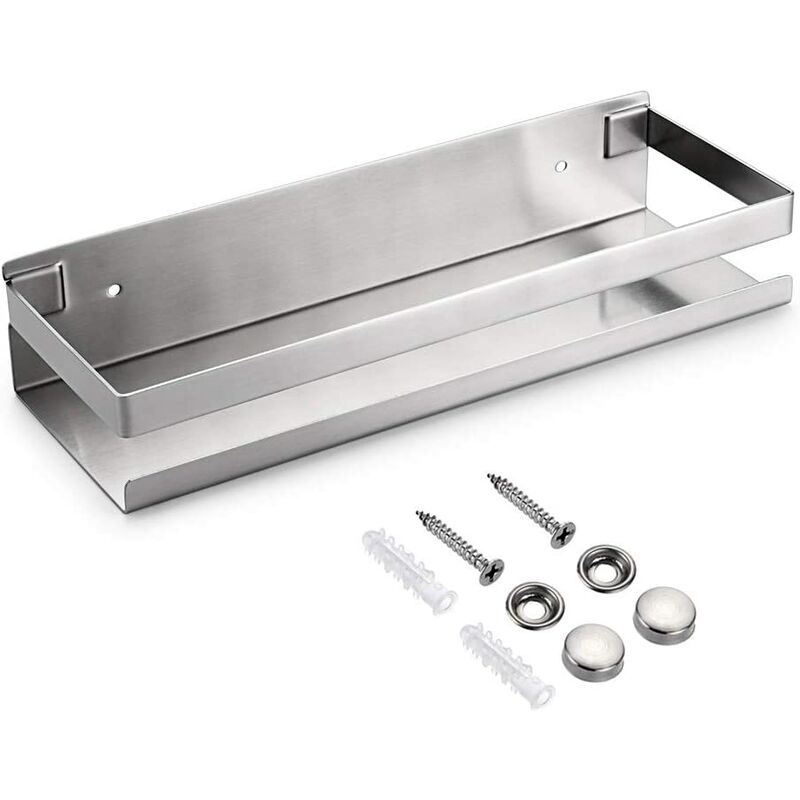 

Estante de esquina para baño de acero inoxidable para accesorios de baño - Estante de pared para cocina, baño, sala de estar, hotel (30 cm, plateado)