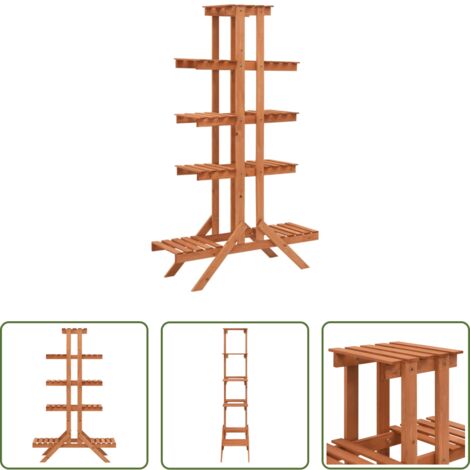 Estante de flores -  Soporte para plantas de madera maciza de abeto 83x25x132 cm