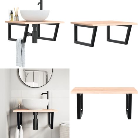 Estante de lavabo de pared de acero y madera maciza de roble - Estante de lavabo - Estante de pared