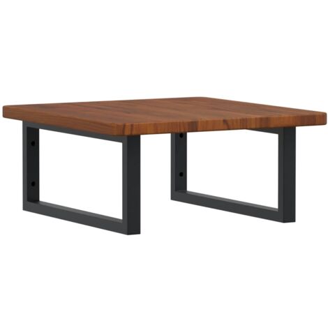 Estante de lavabo de pared de acero y madera maciza de roble vidaXL