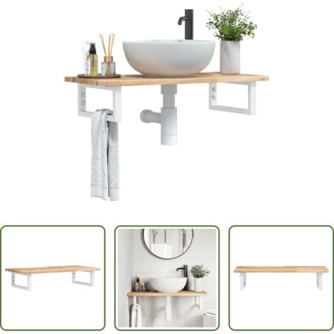 Estante de lavabo -  Estante de lavabo de pared acero y madera maciza de acacia