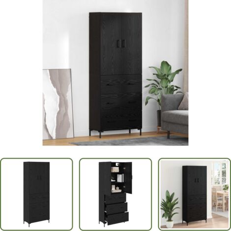 Estante de madera -  Alacena Roble Negro 69,5 x 34 x 180 cm Madera contrachapada