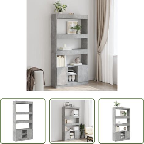 Estante de madera -  Aparador alto madera de ingeniería gris hormigón 92x33x180 cm