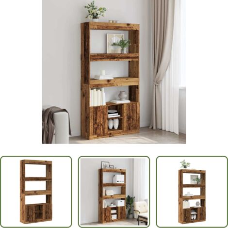 Estante de madera -  Aparador alto madera ingeniería madera envejecida 92x33x180 cm