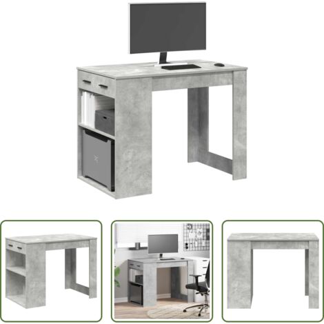Estante de madera contrachapada -  Escritorio con cajón estante madera contrachapada gris hormigón