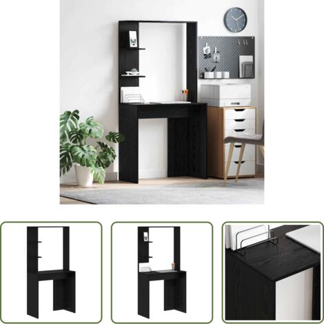 Estante de madera -  Escritorio con estante Roble Negro 78,5 x 37 x 154,5 cm