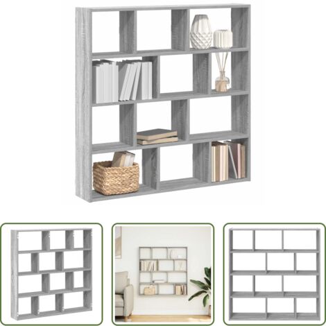 Estante de madera -  Estante cubo de pared 12 compartimentos madera gris sonoma